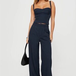 PRINCESS POLLY Brianna Set Navy Pinstripe